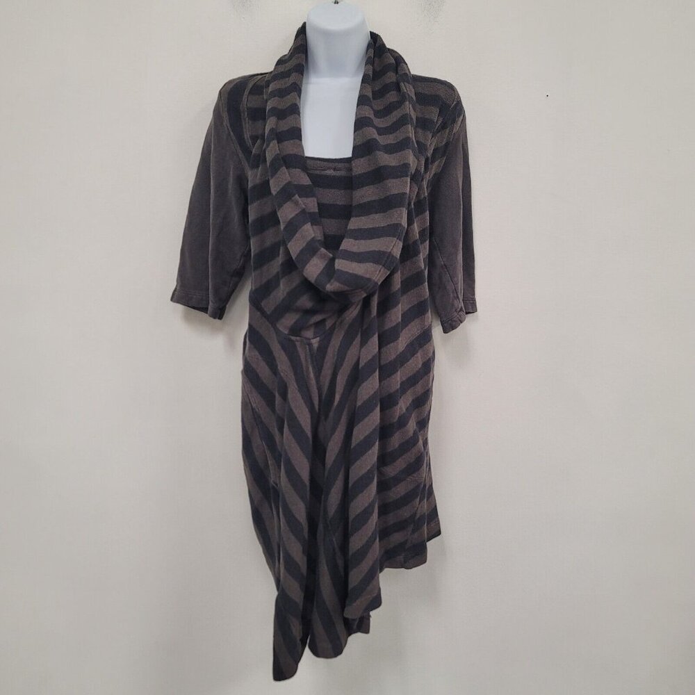 Prairie Underground Women Cowl Neck Tunic Top Size L Brown Half Sleeve Lagenlook